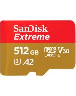 SanDisk Extreme microSDXC V30 A2 512GB 160MB/s -muistikortti + SD-adapteri