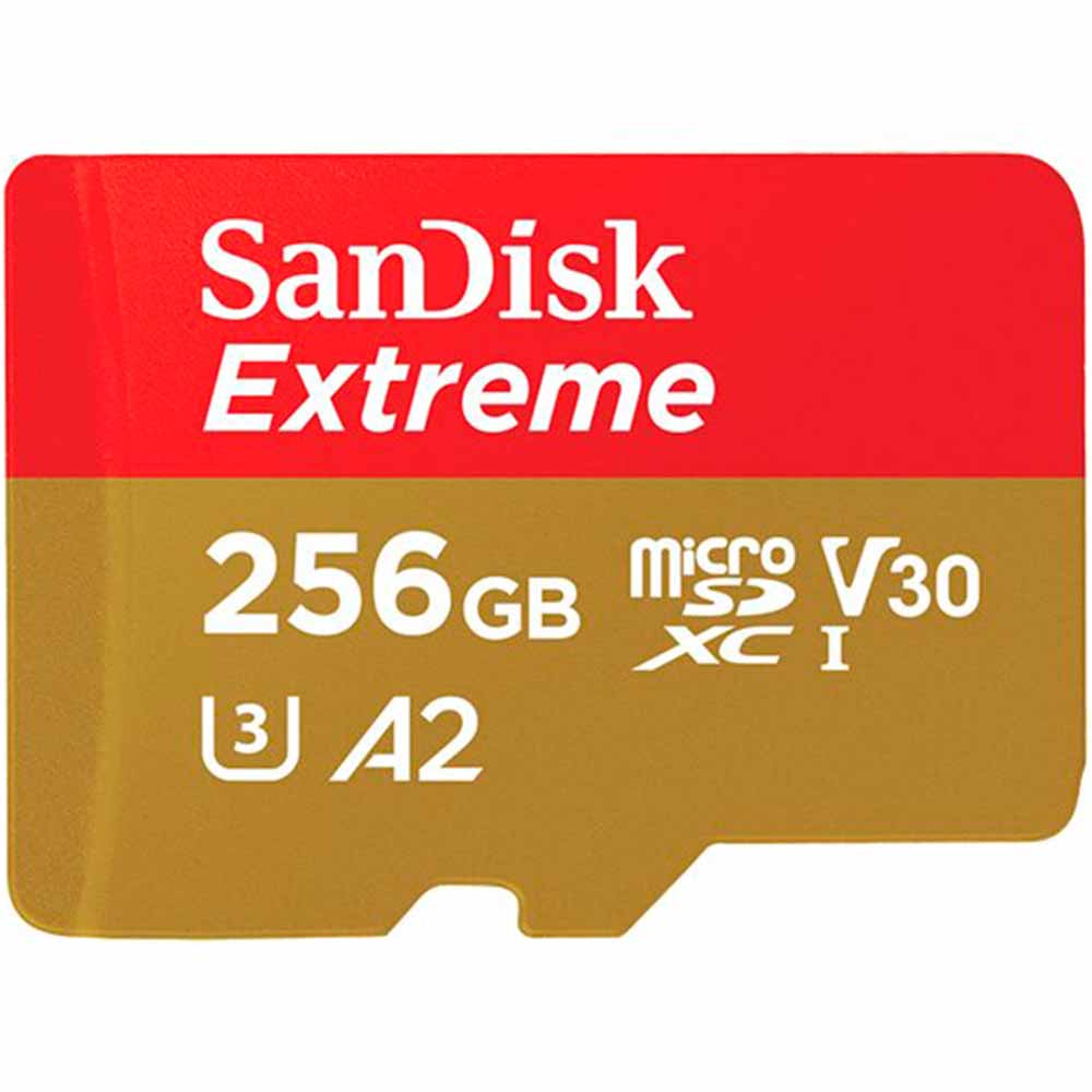 SanDisk Extreme microSDXC V30 A2 256GB 160MB/s -muistikortti + SD-adapteri